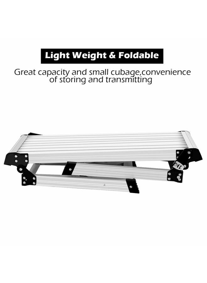 Giantex Aluminum Work Platform, Folding Work Bench with Non-Slip Mats, Portable Bench Step Ladder, Car Wash Step Stool for Painting, Washing, Suitable for Home, Garage (Silver) - Image 4