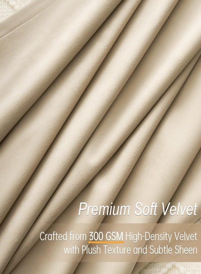 Topfinel Beige Cream Velvet Blackout Curtains 84 Inches Long, Ivory Tan Room Darkening Thermal Insulated Soundproof Modern Nursery Rod Pocket Back Tab Winter Drapes for Living Room Bedroom 2 Panels - Image 3