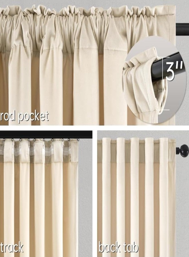 Topfinel Beige Cream Velvet Blackout Curtains 84 Inches Long, Ivory Tan Room Darkening Thermal Insulated Soundproof Modern Nursery Rod Pocket Back Tab Winter Drapes for Living Room Bedroom 2 Panels - Image 4