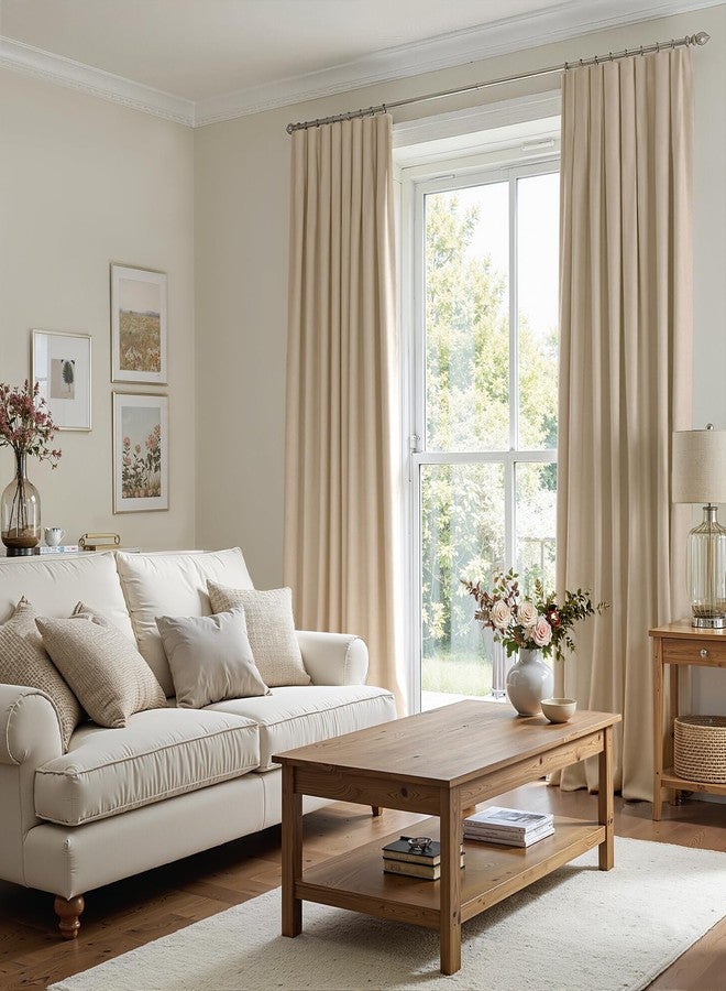 Topfinel Beige Cream Velvet Blackout Curtains 84 Inches Long, Ivory Tan Room Darkening Thermal Insulated Soundproof Modern Nursery Rod Pocket Back Tab Winter Drapes for Living Room Bedroom 2 Panels - Image 5