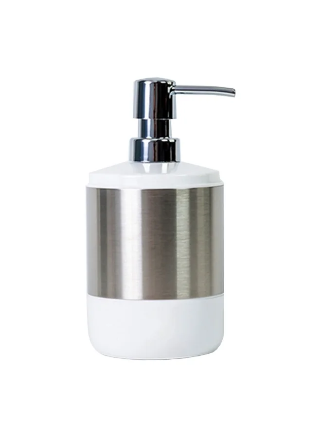 Primanova Lima Refillable Liquid Soap Dispenser White and Silver 800 ml