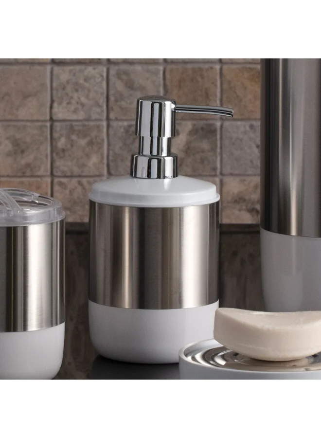 Primanova Lima Refillable Liquid Soap Dispenser White and Silver 800 ml