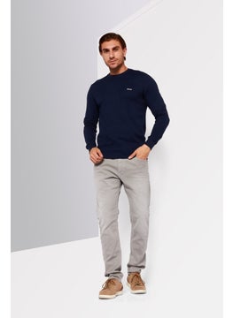 POLO RALPH LAUREN Men Crew Neck Brand Logo  Knitted Sweatshirt, Navy Blue  - Image 4