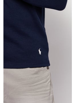POLO RALPH LAUREN Men Crew Neck Brand Logo  Knitted Sweatshirt, Navy Blue  - Image 2