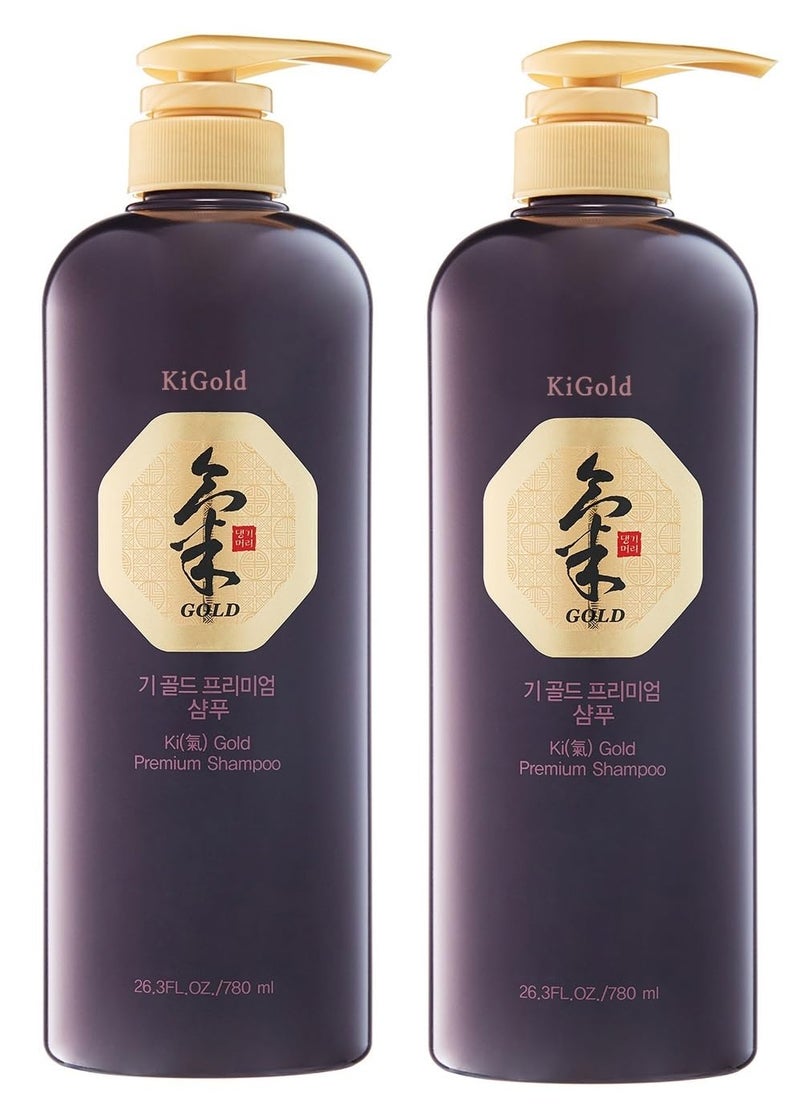 Daeng Gi Meo Ri  Ki Gold Premium Shampoo 2 Set Promotes Elastic Hair Prevents Hair Loss Eliminates Dandruff 780ml
