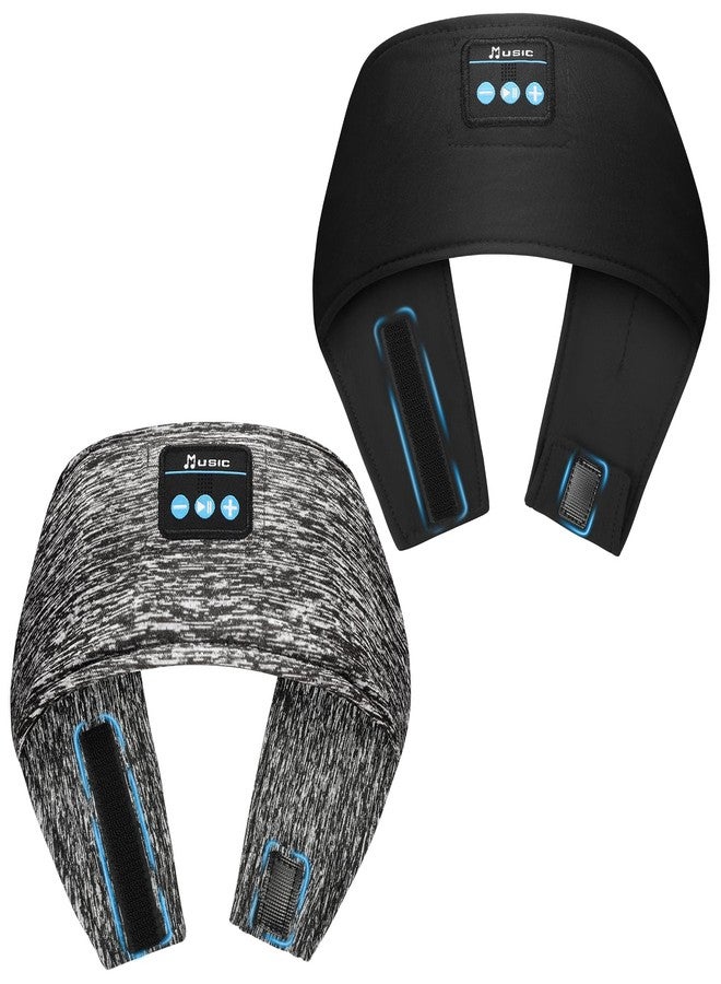 Mixiba Adjustable Sleeping Headphones, 2-Pack Headband Headphones with Fastener, Bluetooth Headband with Thin Speakers Mic for Men Women, Yoga, Running, Workout, Travel - Black&Gray - Image 1