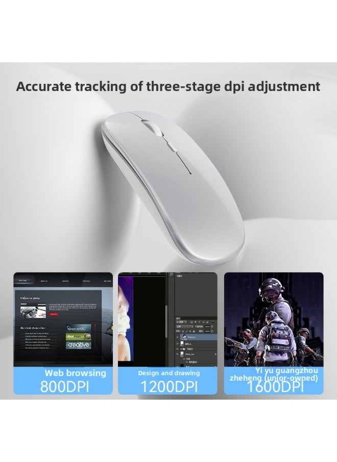 Generic - Wireless Mouse Charging Mute Bluetooth Dual-mode Office Laptop Desktop External Unlimited Lenovo-Specifications:Mysterious Black/wireless Version [silent + Rechargeable] - Free Mouse Pad - Official Standard - Image 1