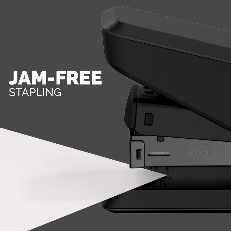 Fellowes LX840 EasyPress Office Stapler, Effortless One-Touch Small Stapler for Classroom, Home and Office, Holds Half Strip of Staples, 25 Sheet Capacity, Black - Image 3