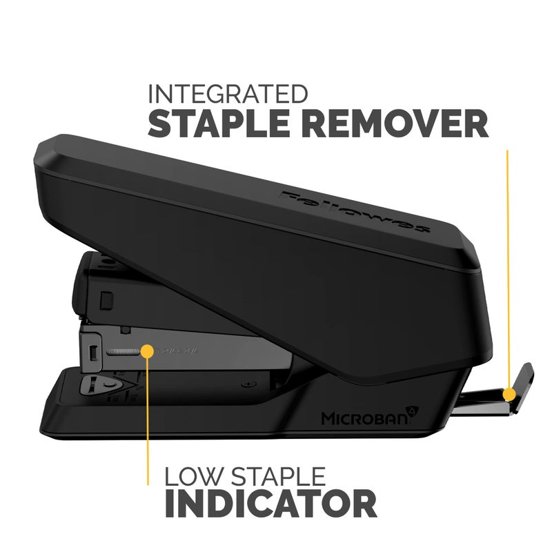 Fellowes LX840 EasyPress Office Stapler, Effortless One-Touch Small Stapler for Classroom, Home and Office, Holds Half Strip of Staples, 25 Sheet Capacity, Black - Image 4
