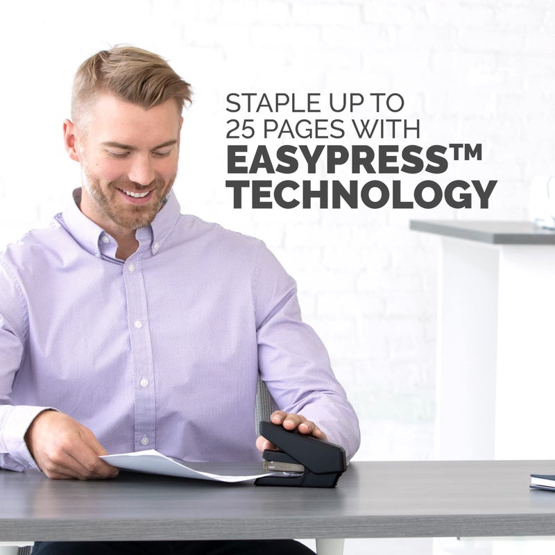 Fellowes LX840 EasyPress Office Stapler, Effortless One-Touch Small Stapler for Classroom, Home and Office, Holds Half Strip of Staples, 25 Sheet Capacity, Black - Image 5