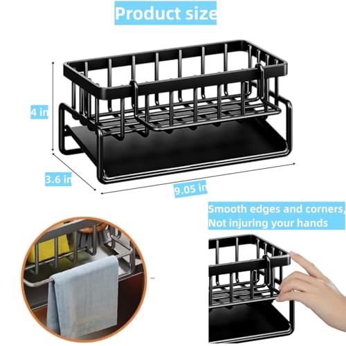 iDream Rustproof Stainless Steel Kitchen Sink Caddy with Drainage – Multifunctional Sink Organizer for Sponges, Dish Soap, Brushes & Accessories, Includes Detachable Dishcloth Rack - Image 4