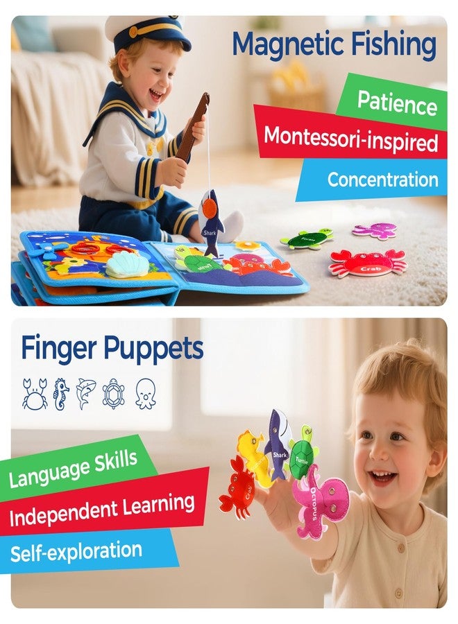 evoceler Busy Book, Busy Board with Fishing Game & Coloring Page, Montessori Toys for Toddlers 18 Months+, Quiet Airplane Travel Toy, Sensory Learning Toy for Toddlers 2-5, Girls Boys Birthday Gift - Image 3