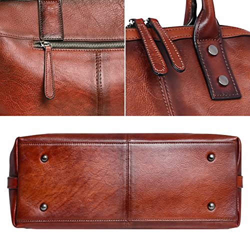 Iswee Satchel Bags Retro Leather Purses for Women Handbags Shoulder Bags Luxury Tote Hobo Cross Body Work Doctor Bag Pocketbooks (Brown) - Image 5
