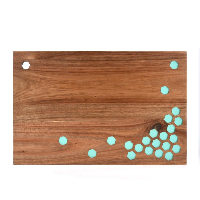 Guowall Wooden Cutting Board Epoxy Resin Design Charcuterie Platter Cheese Board Wood Tray for Kitchen Home Decor Food Display 1 pcset