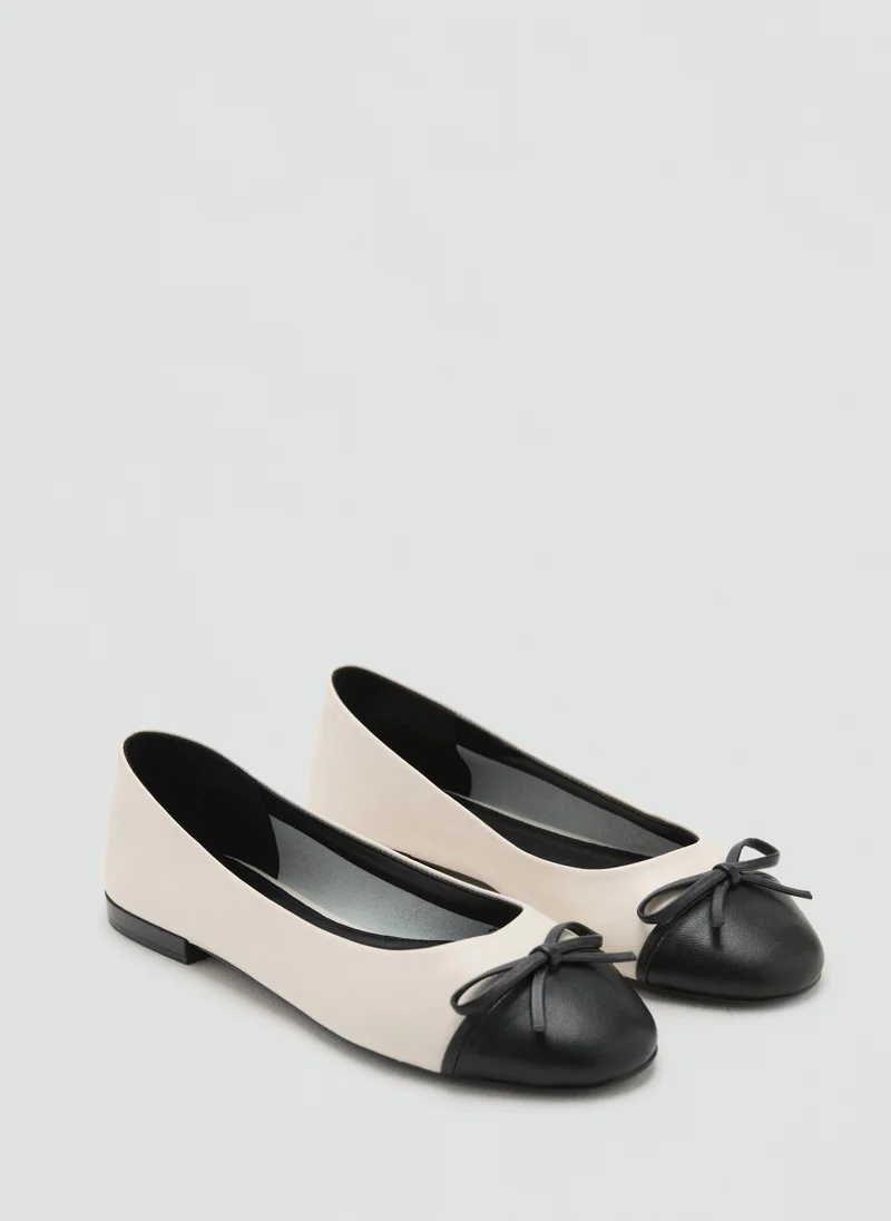 MANGO Leather ballet flats with bow
