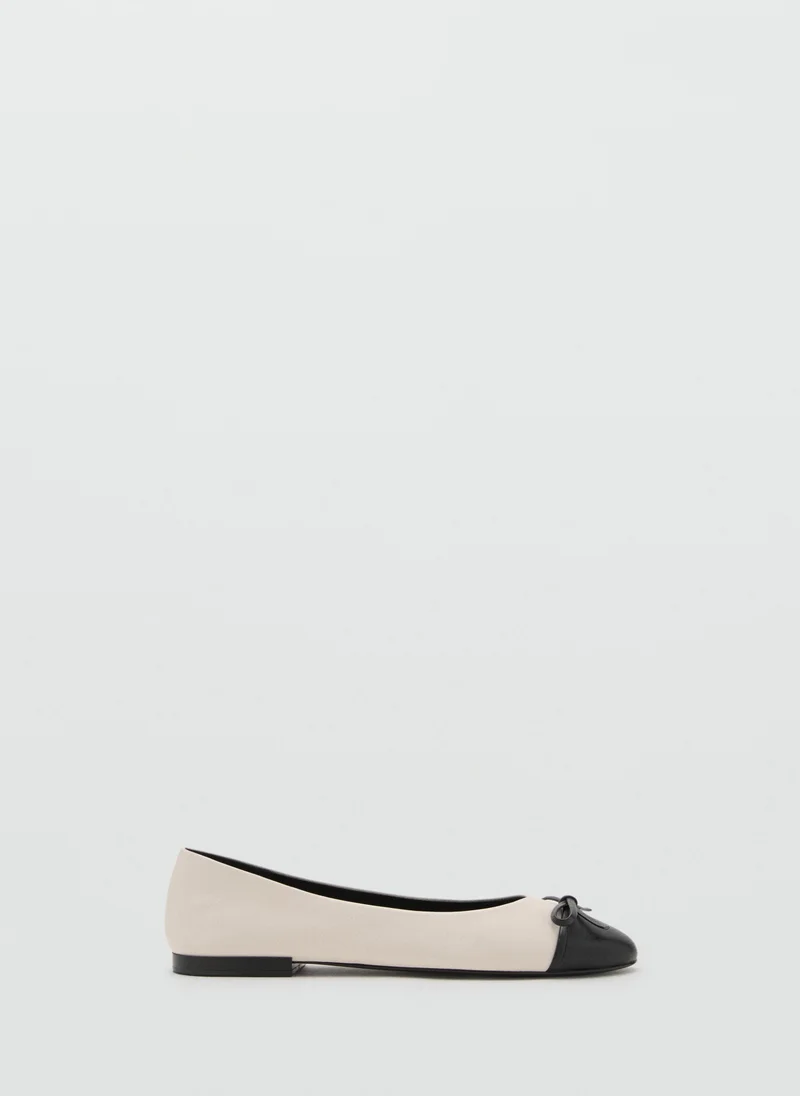MANGO Leather ballet flats with bow