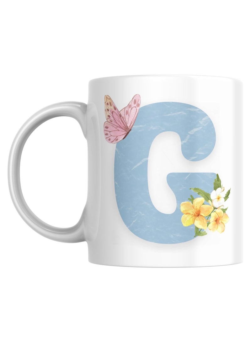 Floral Butterfly Alphabet Coffee Mug, Select Your Alphabet Letter, Gift for Women, Wife, Sister, Niece, Grandma, Friend (G)