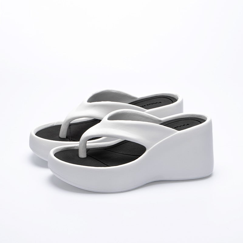 Summer Platform Flip-Flops Comfort Thick Sole Womens 8033 white
