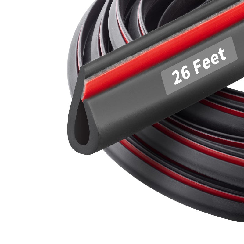 26 Feet Rubber Edge Trim Weather Stripping BISOTHAI SelfAdhesive Rubber U Channel Edge Trim for Car Doors Hatches and Glass Steel Plates Easy Cut to SizeBlack
