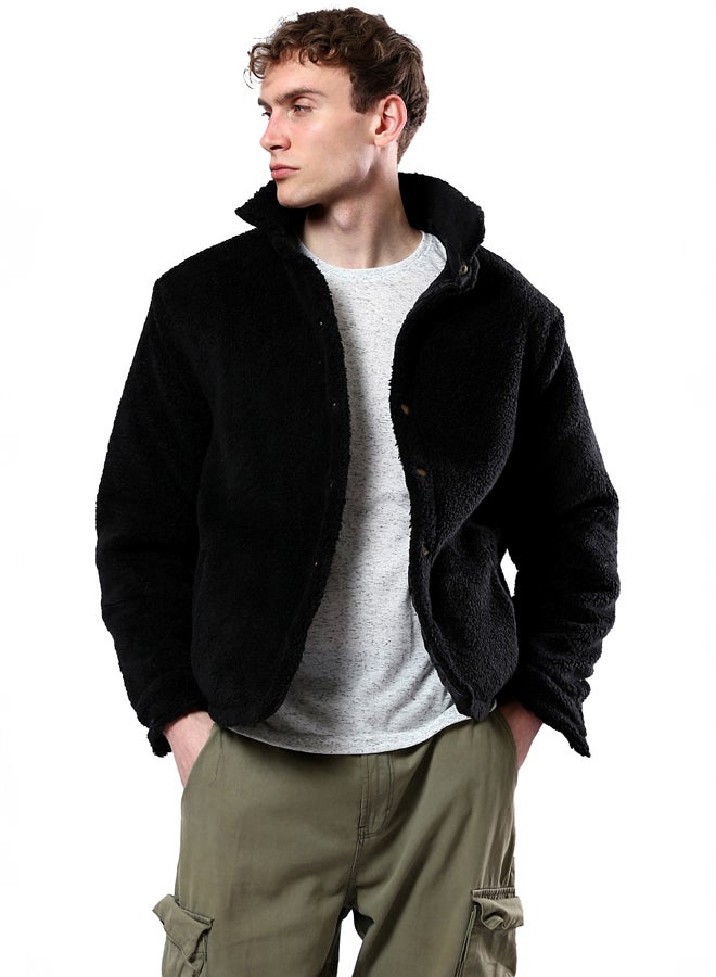 RAVIN Black Wool Coziness Buttoned Winter Jacket - Image 1