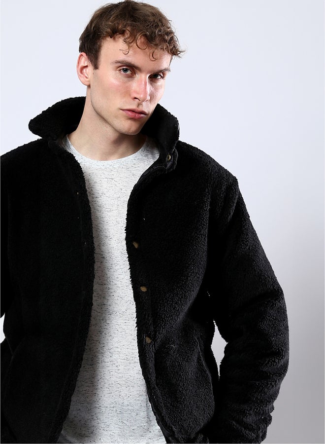 RAVIN Black Wool Coziness Buttoned Winter Jacket - Image 4