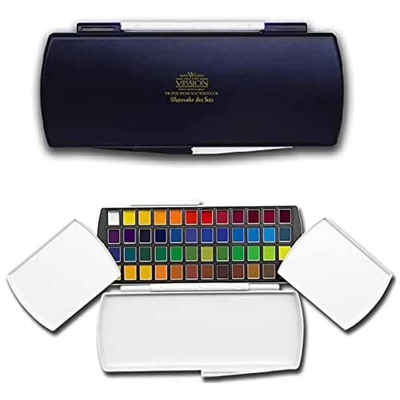 Mijello Gold Class Mission Triple Pans Watercolor Palette Art Set 12, 24, 48Colors 3Types (MPW-1248W) for Mijello - Image 2