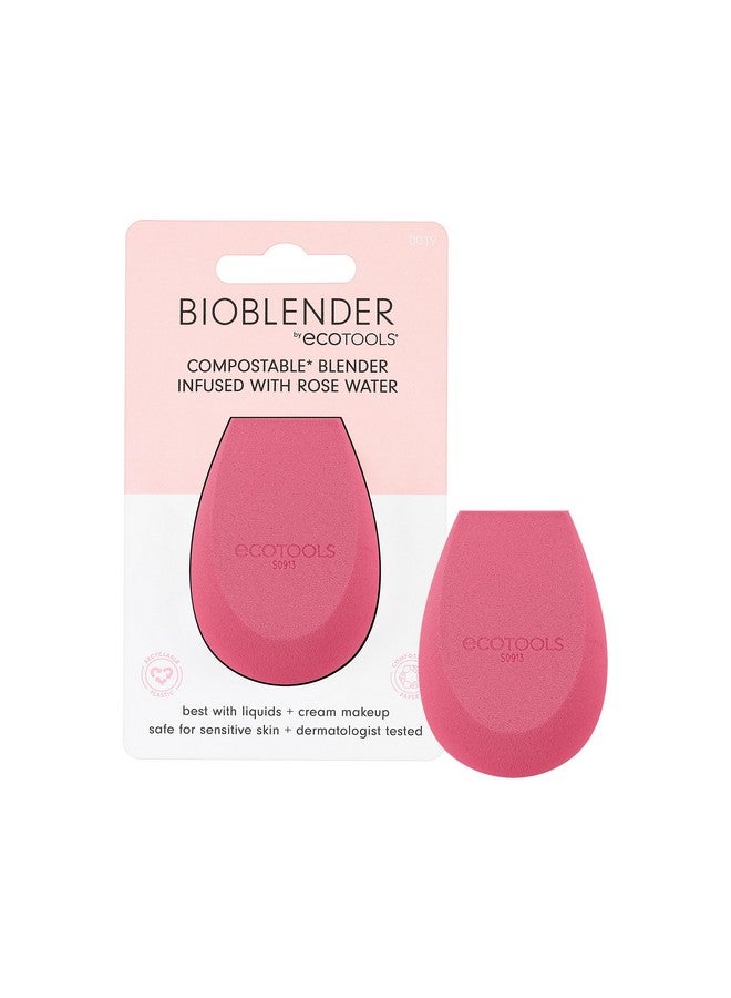 Ecotools Rose Water Bioblender Compostable Makeup Blending Sponge For Liquid & Cream Foundation Base Coverage Antiinflammatory Ingredients Pink Cruelty Free & Vegan 1 Count - Image 1