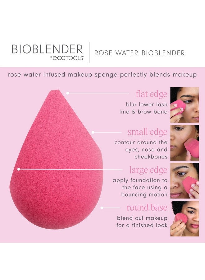 Ecotools Rose Water Bioblender Compostable Makeup Blending Sponge For Liquid & Cream Foundation Base Coverage Antiinflammatory Ingredients Pink Cruelty Free & Vegan 1 Count - Image 5