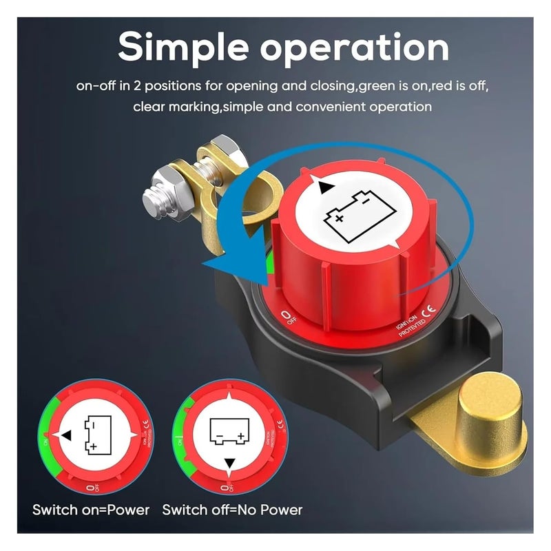 12 مفتاح عزل بطارية 48 فولت للسيارة والمقطورة والقوارب، دوار للفتح والإغلاق - Image 4