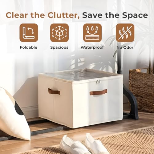 Home Essentials HomeEssentials Multipurpose Transparent Storage Box with Handles – Clear, Foldable Organizer for Blankets, Comforters, Clothes, Shoes & Bedroom Storage. (Pack of 2) - Image 5