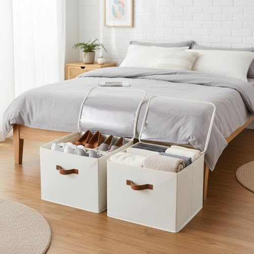 Home Essentials HomeEssentials Multipurpose Transparent Storage Box with Handles – Clear, Foldable Organizer for Blankets, Comforters, Clothes, Shoes & Bedroom Storage. (Pack of 2) - Image 1