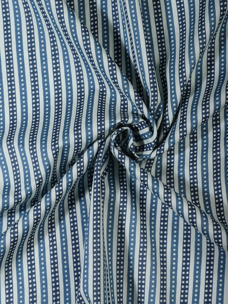 أيه كيه إس Indigo Blue Dotted Vertical Stripe Fabric