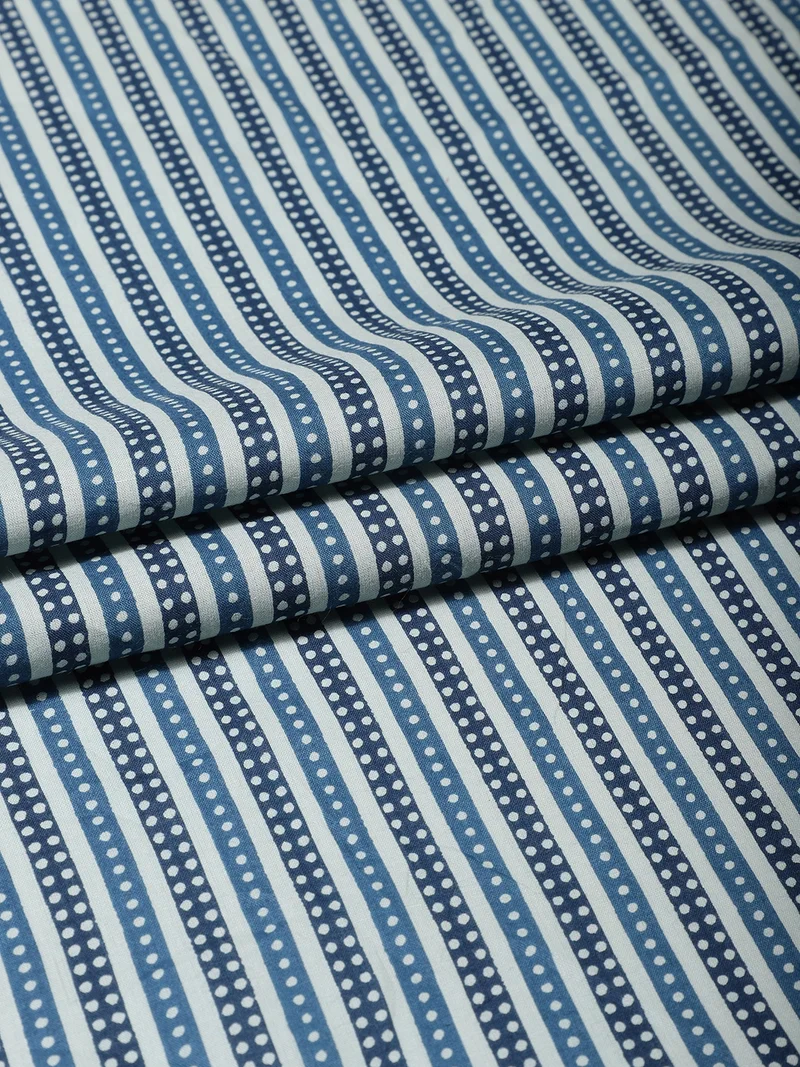 أيه كيه إس Indigo Blue Dotted Vertical Stripe Fabric