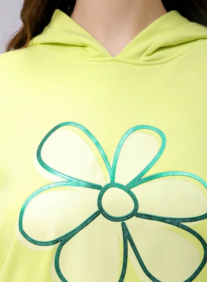 Freehand Women Relaxed Fit Holographic Hooded Sweatshirt