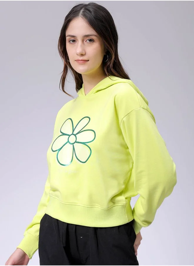 Freehand Women Relaxed Fit Holographic Hooded Sweatshirt