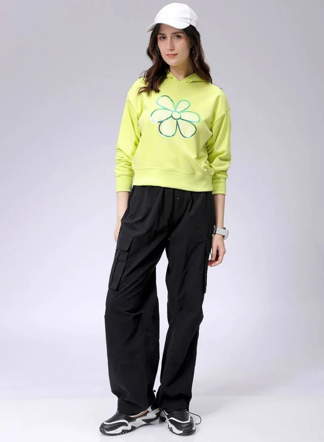 Freehand Women Relaxed Fit Holographic Hooded Sweatshirt