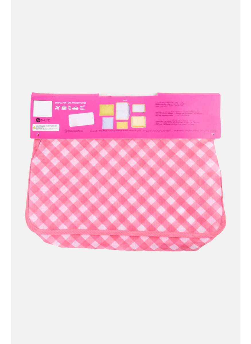 Miamica - 6 Pcs Checkered Packing Cubes Set, Pink - Image 1