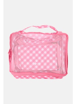 Miamica 6 Pcs Checkered Packing Cubes Set, Pink  - Image 3