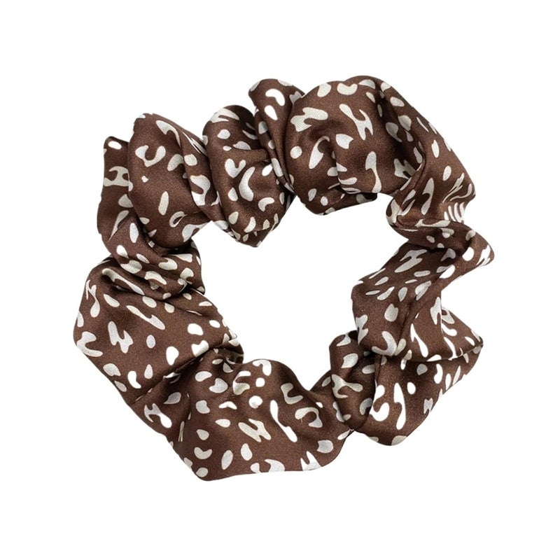 Thick Hair Bands Pure Silk Scrunchies, Leopard Prints Hair Bands Ties Elastics Ponytail Holders For Women Girls(Color4) - Image 1