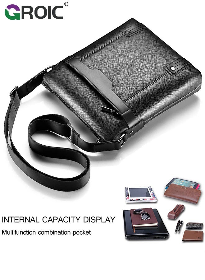 GROIC Crossbody Bag for Men,Leather Messenger Sling Crossbody Shoulder Bag for Men,Side Satchel for Work Business Travel Daily - Image 4