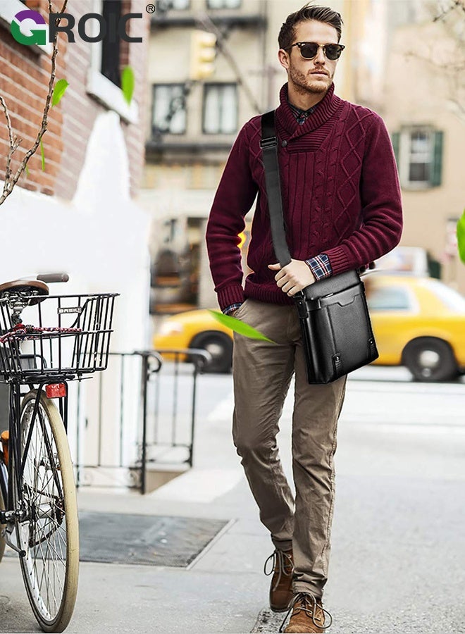 GROIC Crossbody Bag for Men,Leather Messenger Sling Crossbody Shoulder Bag for Men,Side Satchel for Work Business Travel Daily - Image 5