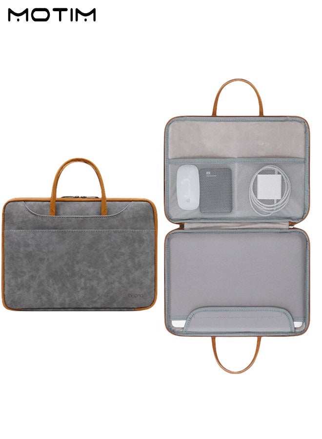 Motim Leather Laptop Sleeve Case, 13-13.3 Inch, Water Resistant Business Briefcase Carrying Bag, Laptop Handbag Compatible with Apple MacBook Pro/Air, Huawei, HP, Dell, Xiaomi and Other  - Image 1