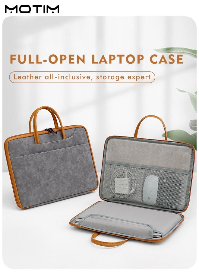 Motim Leather Laptop Sleeve Case, 13-13.3 Inch, Water Resistant Business Briefcase Carrying Bag, Laptop Handbag Compatible with Apple MacBook Pro/Air, Huawei, HP, Dell, Xiaomi and Other  - Image 3