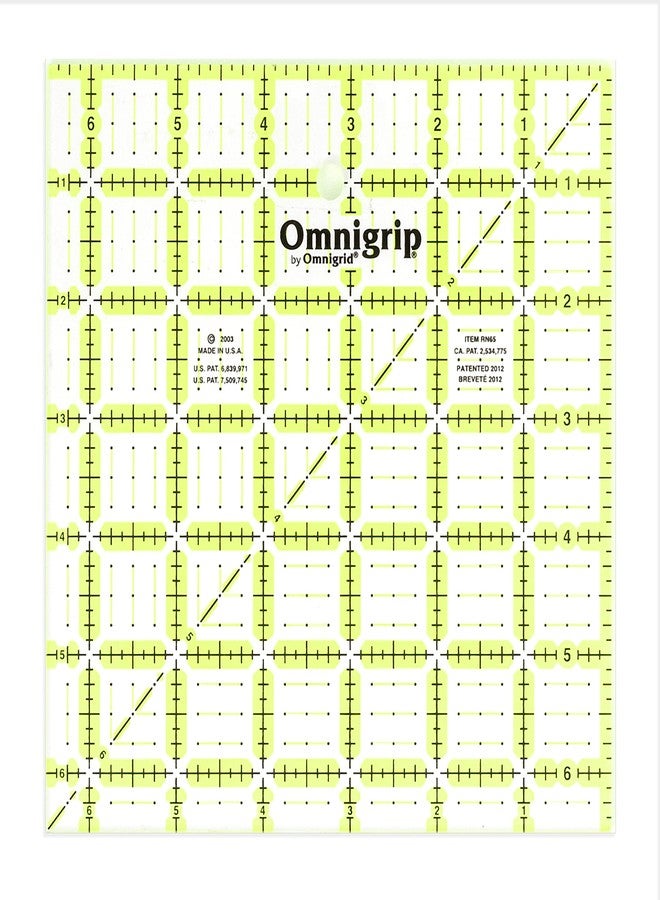 Omnigrid Omnigrip 6-1/2" x 6-1/2" Non-Slip Square Quilting Ruler - Image 1