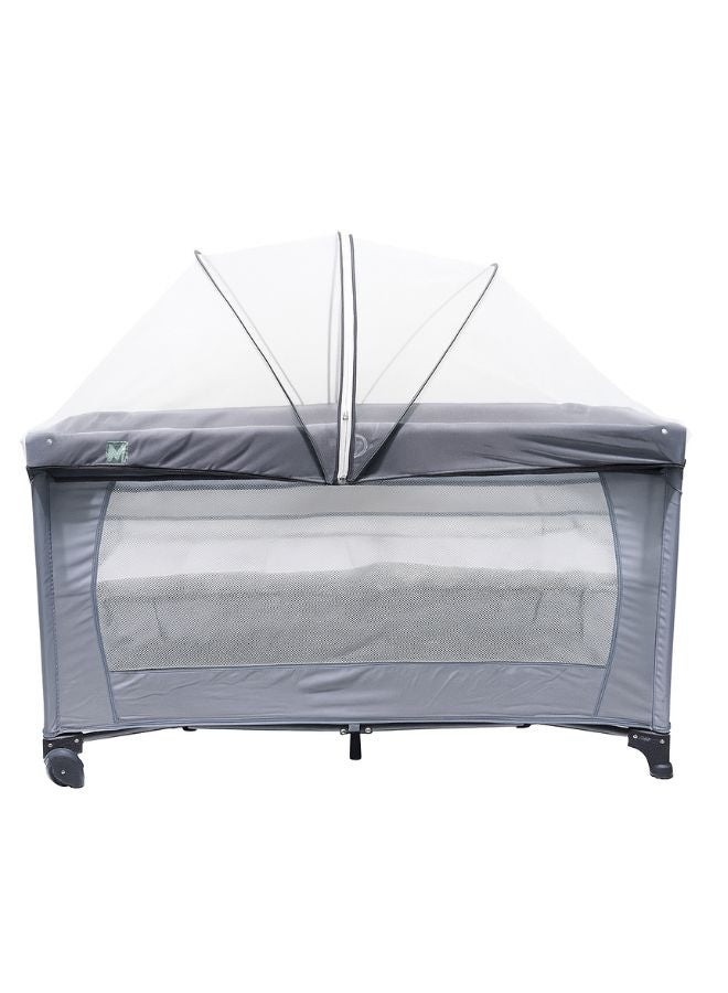 ماس سرير ومحبس أطفال متنقل مزود بشبكة حماية من الحشرات والباعوض سرير عملي قابل للطي بتصميم عصري يجمع بين الراحة والأمان مثالي للاستخدام في المنزل أو أثناء السفر. - Image 1