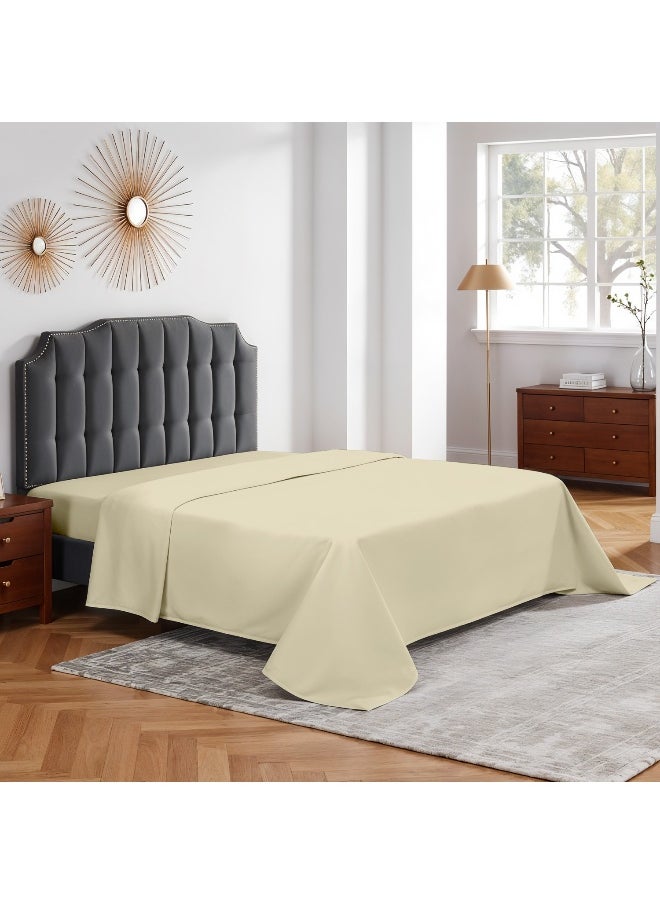 Rest - Flat Bedsheet 160X220Cm Plush Beige Breathable Machine Washbale Bedsheet Extra Soft Easy Fit Highly Breathable Bedding & Linen Cover - Image 1