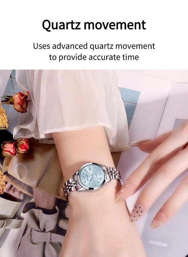 BONARGER Women's waterproof luminous watch（Ladies' Waterproof high-end watches, niche luxury watches，Quartz Watch，Blue dial） - Image 3