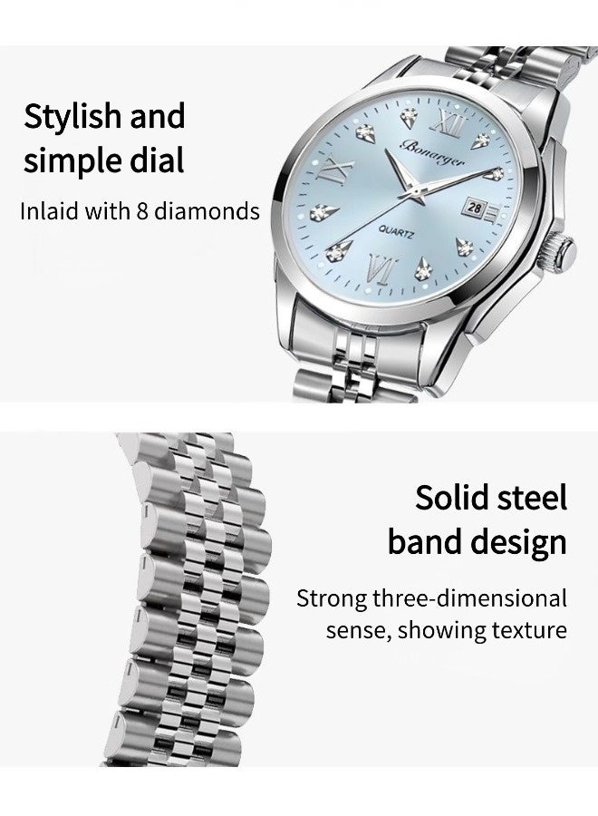 BONARGER Women's waterproof luminous watch（Ladies' Waterproof high-end watches, niche luxury watches，Quartz Watch，Blue dial） - Image 2