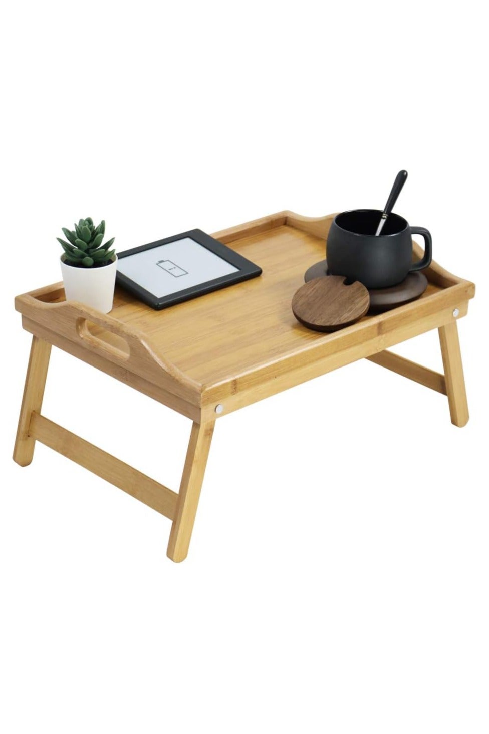 Bamboo Bed Tray Table with Folding Legs – Portable Laptop Desk, Breakfast Serving Tray, Foldable Snack & Drawing Table for Bed, Sofa, or Floor.