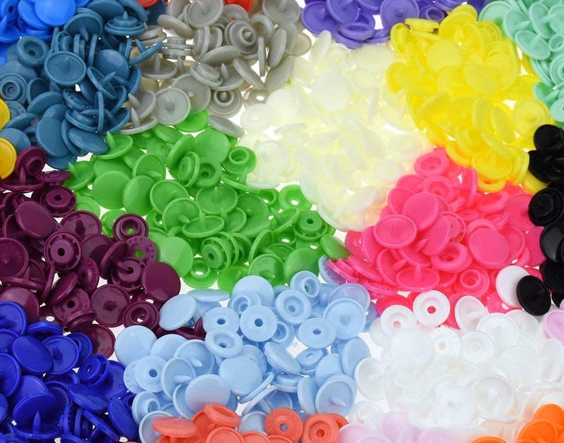 بيتر جوني 300 Sets 20-Color KAM Snaps ons,  Glossy Round Size 20 (1/2) T5 Plastic Resin Snap Fastener No Sew ons for Cloth Diaper Bibs Towels - Image 3
